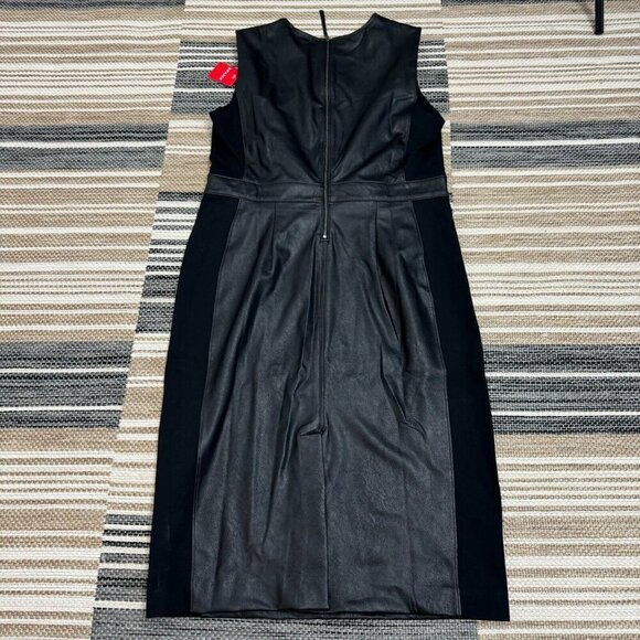 Spanx Women Leather-Like Combo Fitted Dress Sleeveless Luxe Black Size XL - Picture 4 of 14